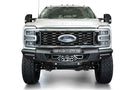 White Ford Superduty truck's front end showcasing the ADD F810335070103 black Phantom winch bumper, model years 2023-2025