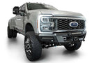 White Ford Superduty truck's front end showcasing the ADD F810335070103 black Phantom winch bumper, model years 2023-2025
