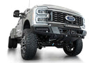White Ford Superduty truck's front end showcasing the ADD F810335070103 black Phantom winch bumper, model years 2023-2025