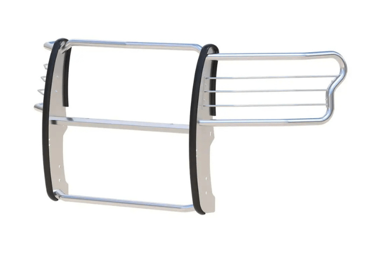 Polished stainless steel Aries Grille Guard 3071-2 installed on Ford F150 for heavy-duty front-end protection