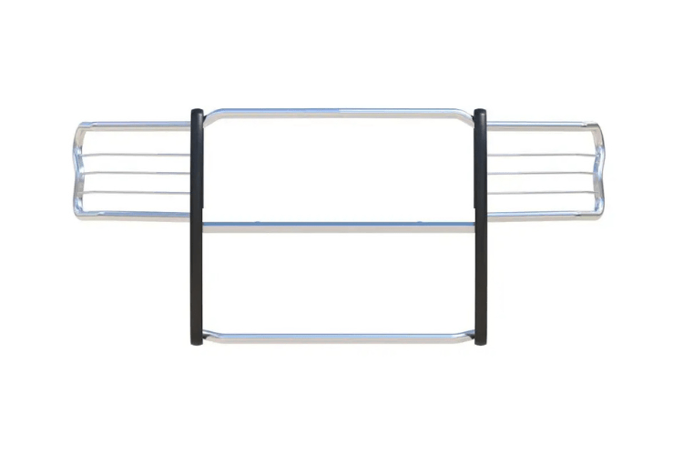 Polished stainless steel Aries Grille Guard 3071-2 installed on Ford F150 for heavy-duty front-end protection