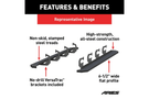 Black steel Aries RidgeStep running boards for Dodge Ram 1500 with rugged grip.