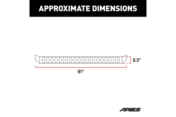 Steel Aries RidgeStep running boards with black finish for Dodge Ram 2500/3500 trucks.