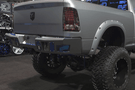 Bodyguard DFR19BYLB A2 rear bumper for 2019–2026 Dodge Ram 2500/3500, a heavy-duty back bumper replacement with sensor and light cutouts — ideal aftermarket back bumper upgrade for tough truck protection