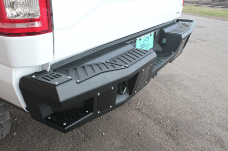 Bodyguard DFR19BYLB A2 rear bumper for 2019–2026 Dodge Ram 2500/3500, a heavy-duty back bumper replacement with sensor and light cutouts — ideal aftermarket back bumper upgrade for tough truck protection
