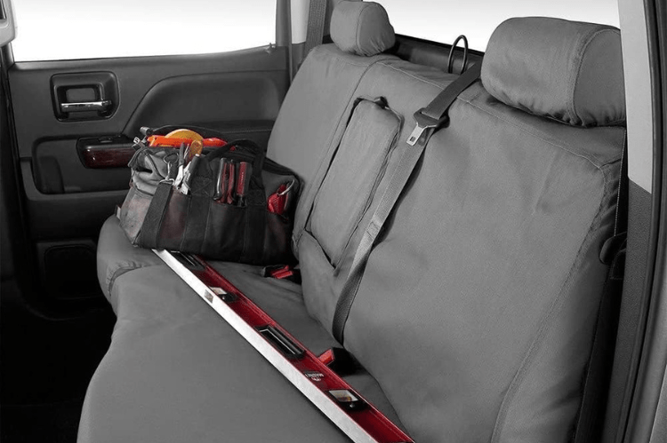 Covercraft SS3381PCGY GMC Sierra 2500HD/3500HD 2007-2014 Polycotton SeatSaver Custom Front Seat Covers - Grey