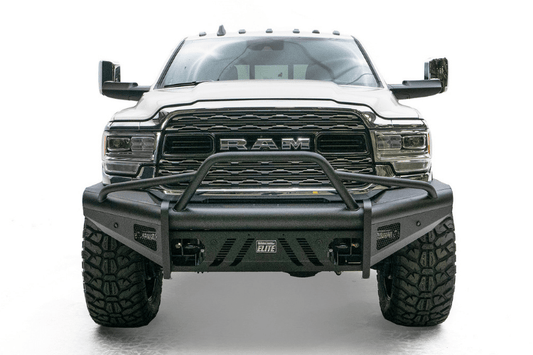 Fab Fours DR19-Q4462-1 Dodge Ram 4500/5500 (New Body Style) 2019-2024 Black Steel Elite Front Bumper with Pre-Runner Guard