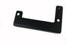 Black metal bracket with a clear plastic bag containing small metal components on a white background