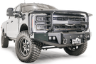 Fab Fours FS23-A5950-1 front bumper with full guard for 2023-2024 Ford F450/F550 – rugged, winch-ready upgrade.