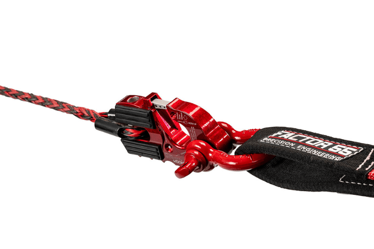 Factor 55 Red UltraHook a High-Strength Winch Hook With Shackle Mount and Safety Latch.