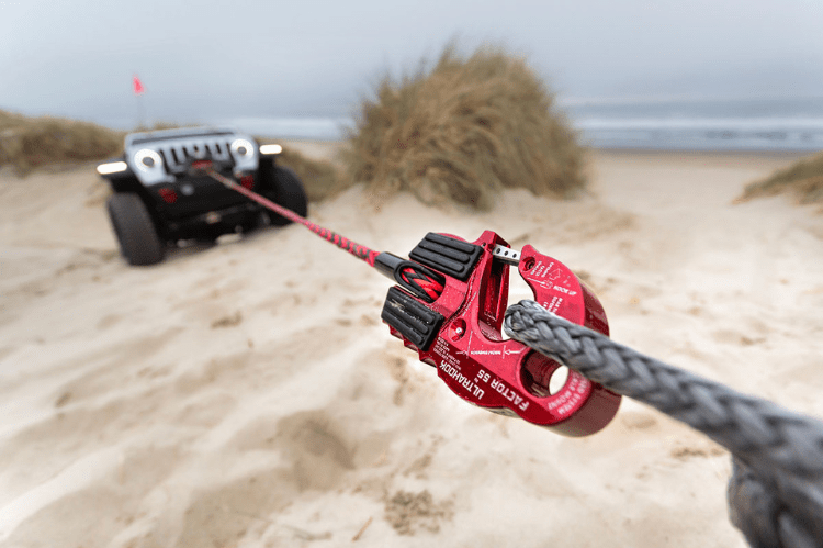 Factor 55 Red UltraHook a High-Strength Winch Hook With Shackle Mount and Safety Latch.