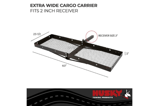 Husky Towing 81148 Extra Wide Cargo Carrier, heavy-duty trailer hitch cargo carrier with wide capacity for cargo gear