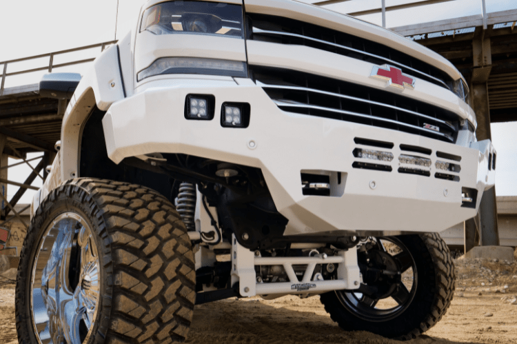 ICI Aluminum Chevy Silverado 1500 2016-2018 Alumilite Front Bumper Non Winch With Optional Bolt-On RT Series Light Bracket AL-FBM16CHN-RT