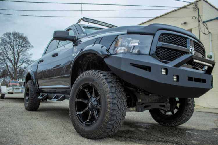 ICI Aluminum Dodge Ram 1500 2013-2018 Alumilite Front Bumper Non Winch With Optional Bolt-On RT Series Light Bracket AL-FBM96DGN-RT