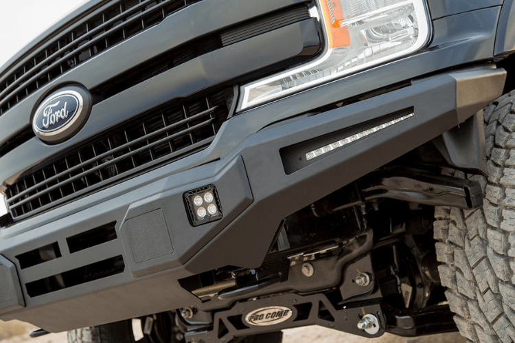 ICI Aluminum Ford F150 2018-2020 Alumilite Front Bumper Non Winch With Optional Bolt-On RT Series Light Bracket AL-FBM15FDN-RT