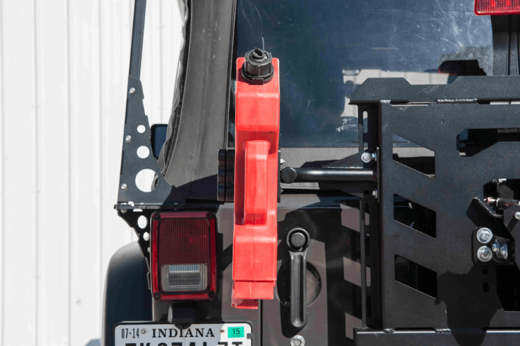 Single RotoPax mount by Lod Offroad in black textured finish for fuel cans