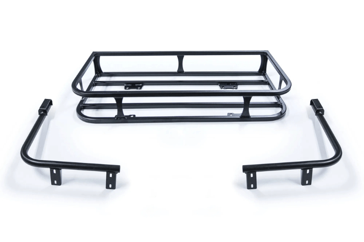 Trail rack in black textured finish by Lod Offroad for added cargo