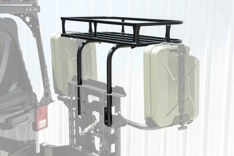 Trail rack in black textured finish by Lod Offroad for added cargo
