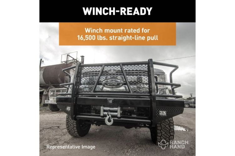 Ranch Hand FBF235BLR Sport Series Winch-Ready Front Bumper with Grille Guard for 2023-2026 Ford F450/F550 Superduty.