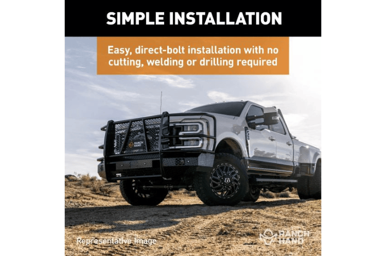 Ranch Hand FSF231BL1 heavy-duty Summit front bumper with grille guard for 2023–2026 Ford F250/F350 Super Duty.
