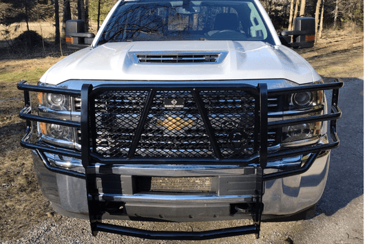 Front-end grille guard Ranch Hand GGC151BLS, designed for Chevy Silverado HD 2015–2019, part of the Legend Series line