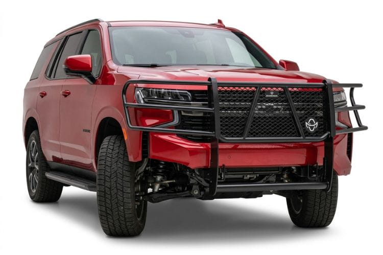 Chevy Tahoe and Suburban grille guard GGC21SBL1C by Ranch Hand, 2021–2022 SUV front-end protection with Legend Series strength