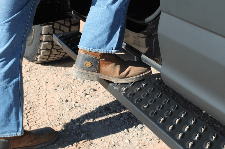 Raptor 2101-0174BT Chevy Silverado 2500HD/3500HD 2007-2019 6.5" Sawtooth Slide Track Running Boards - Black Textured Aluminum
