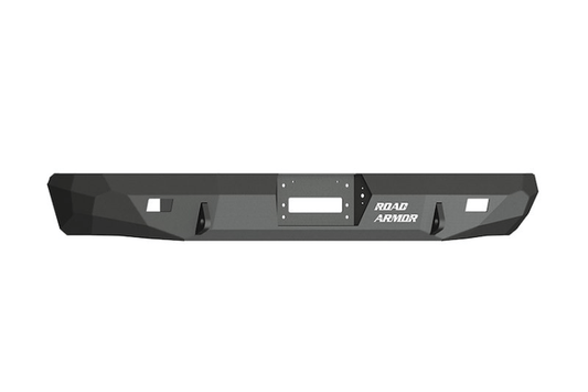 Road Armor Stealth Rear Winch Bumper for Ford Excursion 2000-2005 with powder-coated finish.