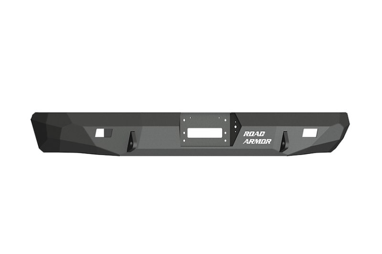 Road Armor Stealth Rear Winch Bumper for Ford Excursion 2000-2005 with powder-coated finish.