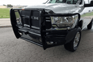 Heavy-duty Roughneck bumper with receiver tube for Dodge Ram 4500/5500 2010–2018, best front-end replacement for off-road use.