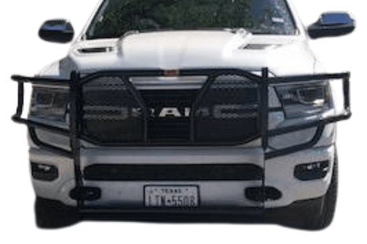Heavy duty Roughneck grille guard for 2019–2021 Dodge Ram 1500, designed for truck front-end protection.