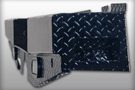 Ford F-150 2015–2021 rear steel bumper by Roughneck, ranch-style design with built-in backup lights, model RGNK-BRBSF15LDL.