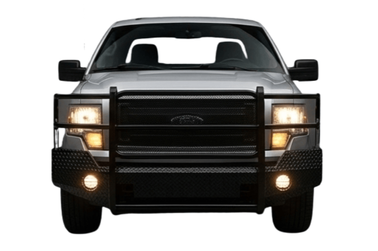 Front view of TrailFX FX3013 replacement front bumper for Ford F150