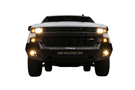 TrailFX FLDB005TI replacement front bumper for Chevy Silverado 1500 shown from multiple angles on a dark background