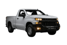 TrailFX FLDB005TI replacement front bumper for Chevy Silverado 1500 shown from multiple angles on a dark background