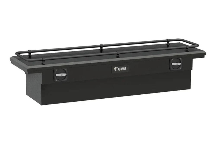 UWS SL-69-LP-MB-R Chevy Silverado 2500HD/3500HD 2001-2023 69" Aluminum Secure Lock Crossover Truck Tool Box with Low Profile and Rail Matte Black