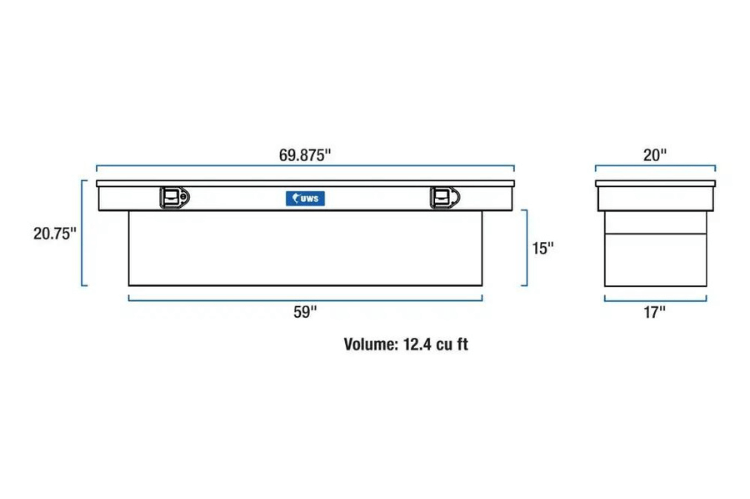 UWS TBSD-69-BLK Dodge Ram 2500/3500 2011-2018 69" Aluminum Deep Crossover Truck Tool Box Gloss Black