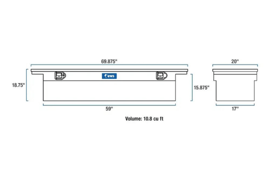 UWS TBSD-69-LP Chevy Silverado 2500HD/3500HD 1999-2021 69" Deep Truck Tool Box with Low Profile Bright Aluminum