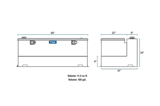 UWS ST-100-COMBO-W GMC Sierra 2500HD/3500HD 1999-2019 100-Gallon Steel-Aluminum Combo Transfer Tank White