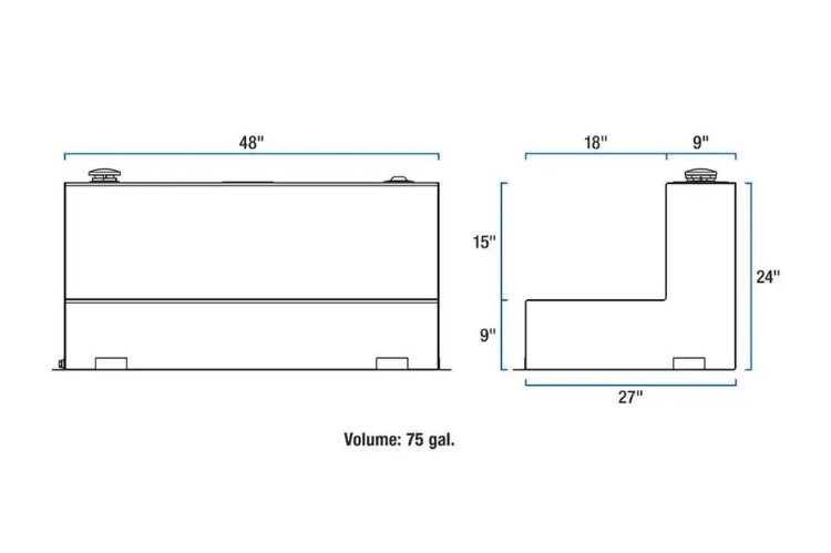 UWS ST-75-L-W Dodge Ram 2500/3500 2003-2008 75-Gallon L-Shape Steel Fuel Transfer Tank - White