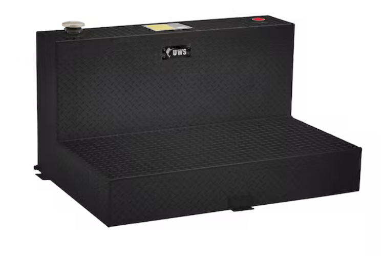 UWS TT-100-L-T-P-B GMC Sierra 2500HD/3500HD 1999-2023 100-Gallon L-Shape Aluminum Transfer Tank - Gloss Black