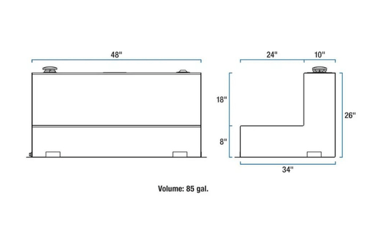 UWS TT-85-L-T-P-BLK Dodge Ram 2500/3500 2003-2008 85-Gallon L-Shape Aluminum Fuel Transfer Tank Gloss Black