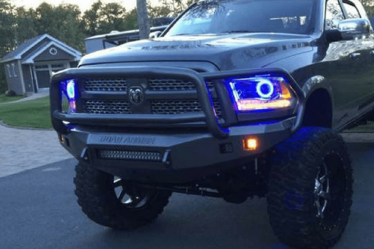 Road Armor Stealth 408R5B 2010-2018 Dodge Ram 4500/5500 Front Winch Ready Bumper Lonestar Guard, Black Finish and Square Fog Light Hole