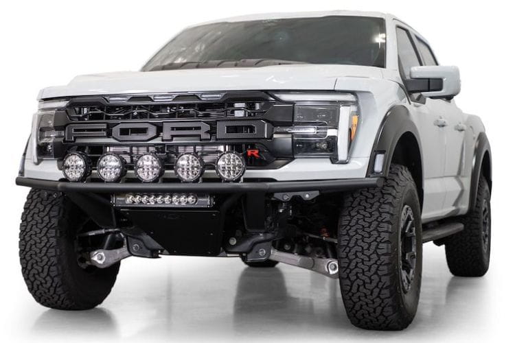 ADD Offroad Pro Plus Frame Cut Front Bumper F210562070103 for 2021-2026 Ford F150 Raptor with 20-inch light bar mount for off-road use