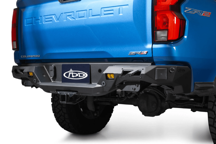 Evan-Fischer Step Bumper For Chevrolet Colorado 2019-2022 – Rear W/ Parking Sensors, Black Powdercoat