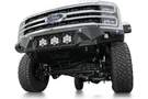 White truck front end showcasing a robust ADD Bomber Black bumper F810014100103, designed for Ford Superduty 2023-2025 models