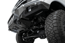 White truck's front end showcasing ADD Bomber Black bumper F810014110103, compatible with Ford Superduty models 2023-2025