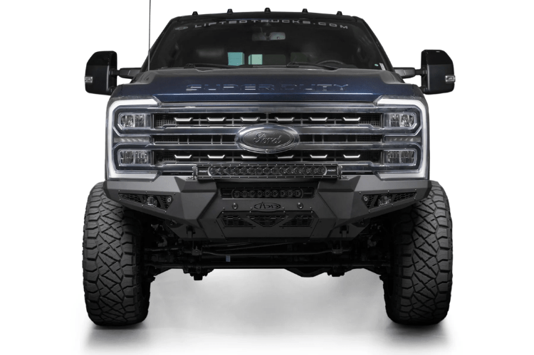 ADD HoneyBadger front bumper F810211770103 installed on 2023–2025 Ford F250 F350 Super Duty truck