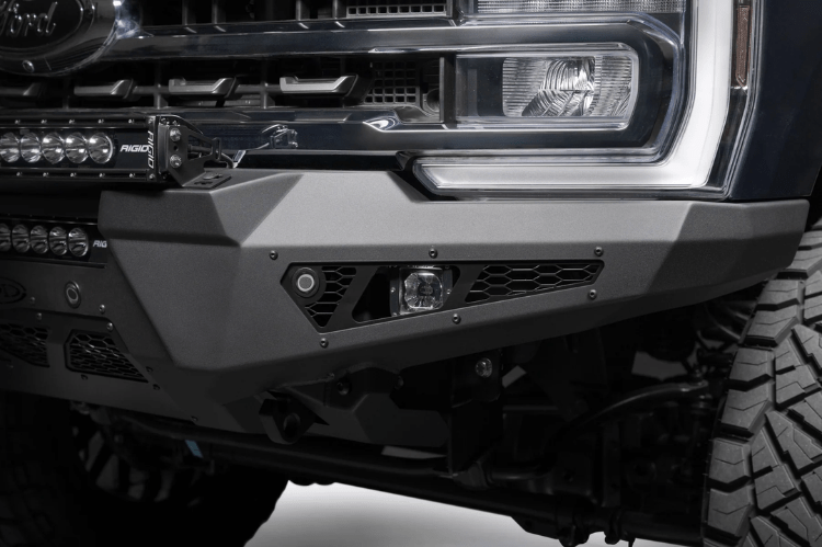 ADD HoneyBadger front bumper F810211770103 installed on 2023–2026 Ford F250 F350 Super Duty truck