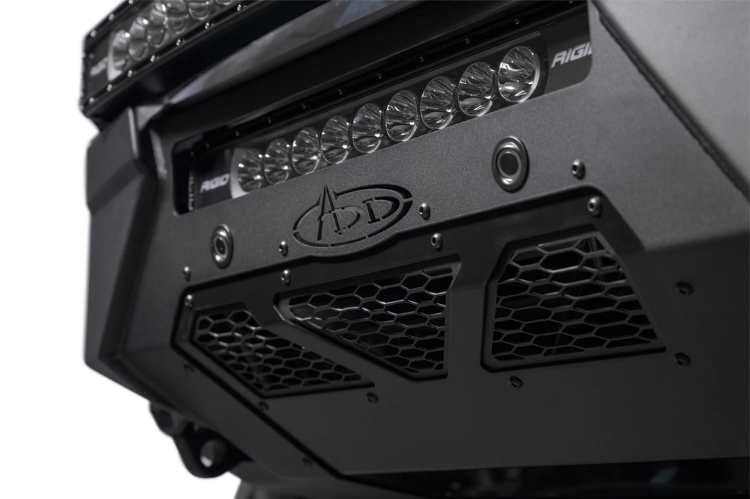 ADD HoneyBadger front bumper F810211770103 installed on 2023–2026 Ford F250 F350 Super Duty truck